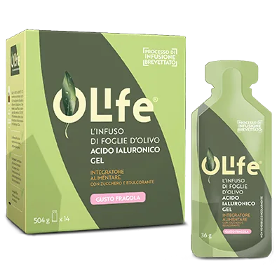 OLife® ЖЕЛЕ с гиалуроновой кислотой — 504 мл · 14 пакетиков по 36 г · вкус клубники